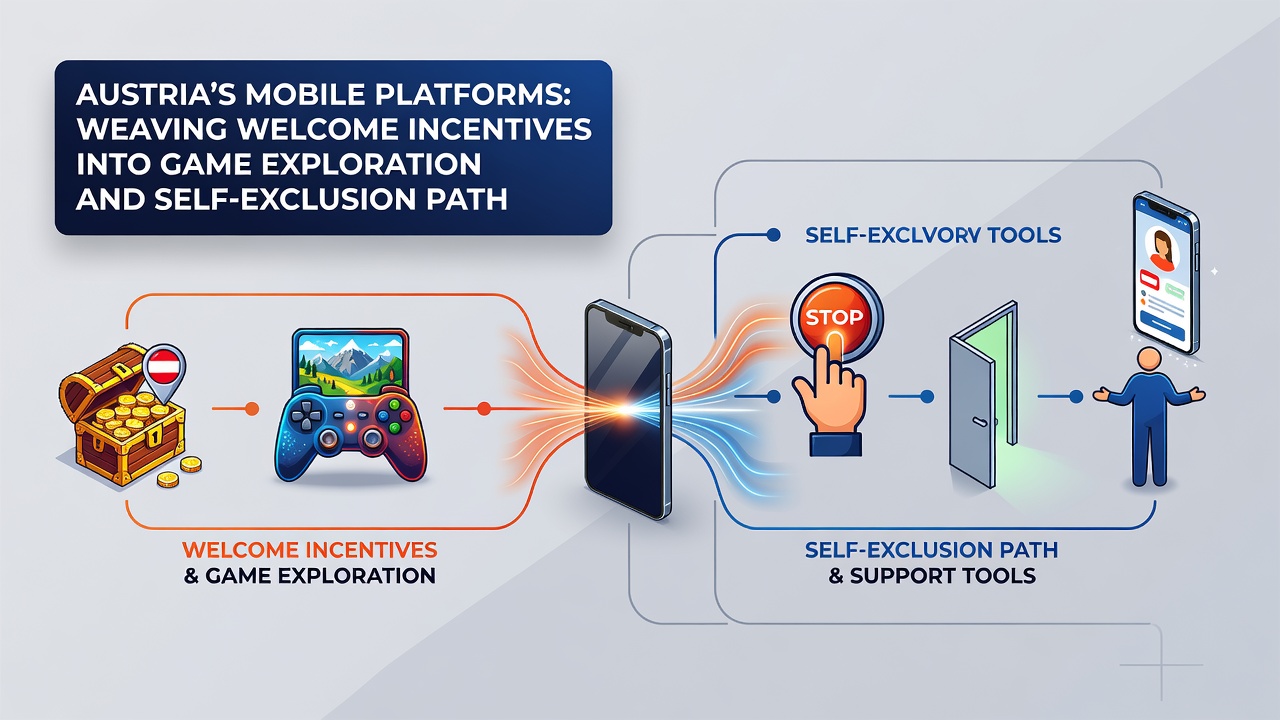 Mobile screen displaying self-exclusion options integrated with game selection in an Austrian gambling app