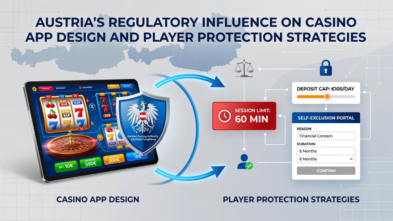 Illustration of Austria's regulatory framework impacting casino app interfaces and player safety tools