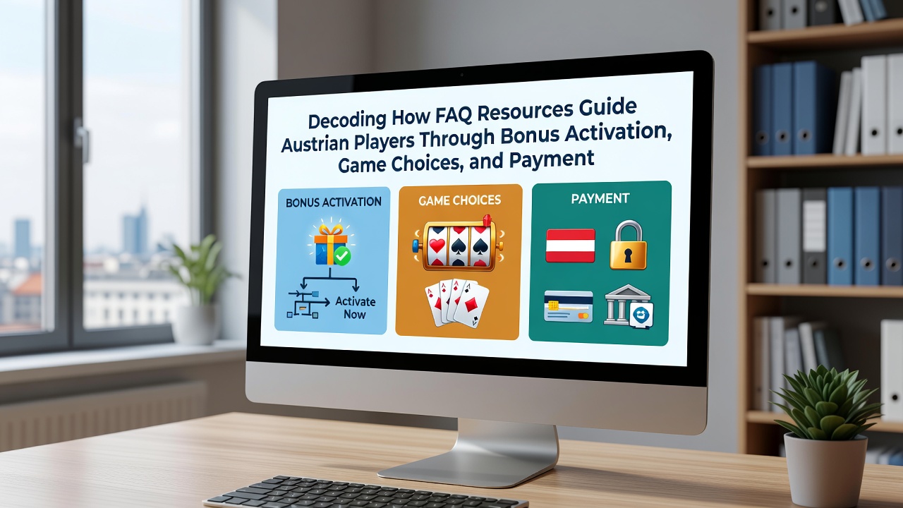 Mobile interface displaying game categories and security icons in an Austrian casino app FAQ