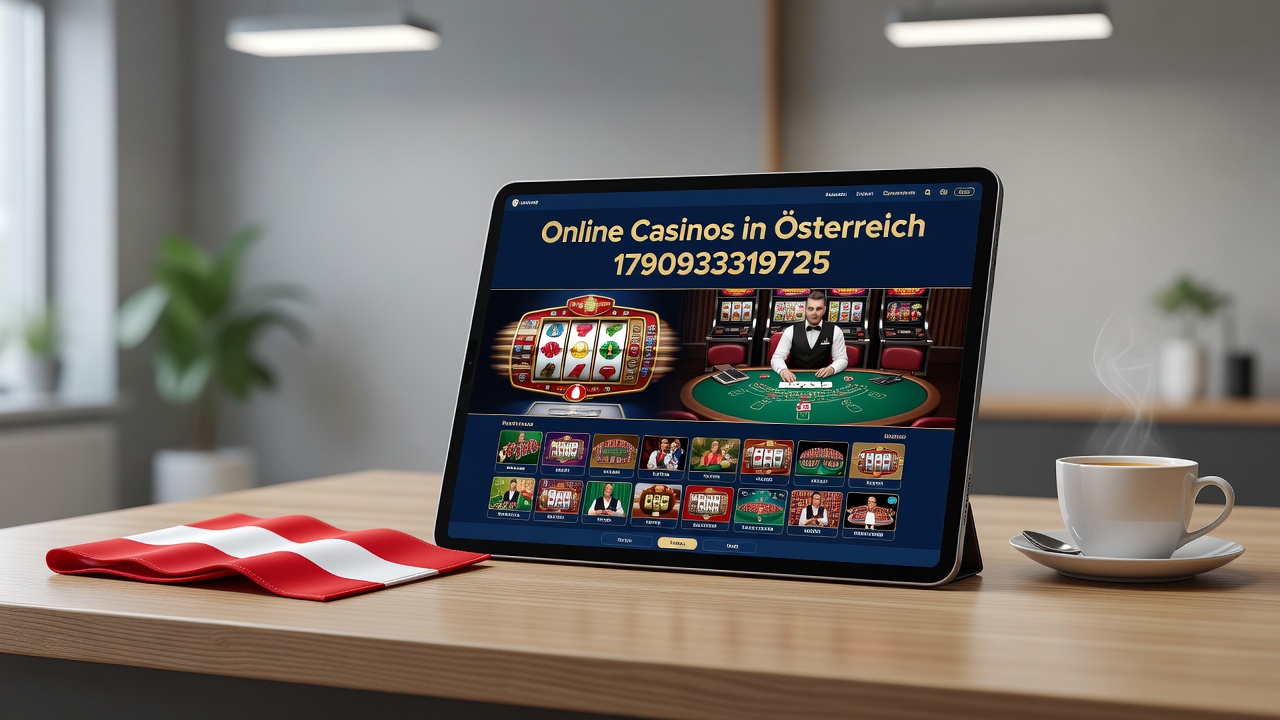 Mobile device displaying an Austrian online casino app with game categories and account management features