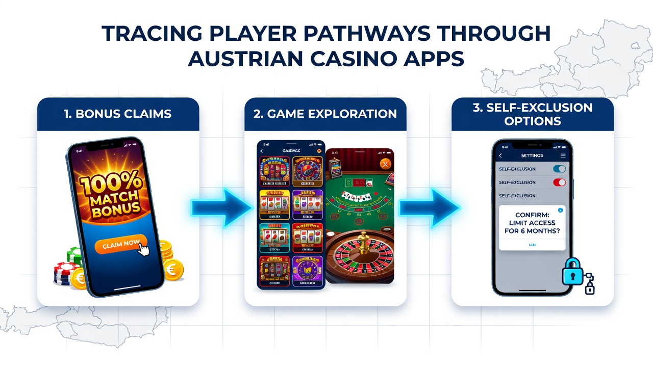Player navigating bonus claim screen in an Austrian casino app interface